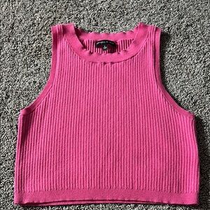 Kendall & Kylie Vibrant Pink Ribbed Top